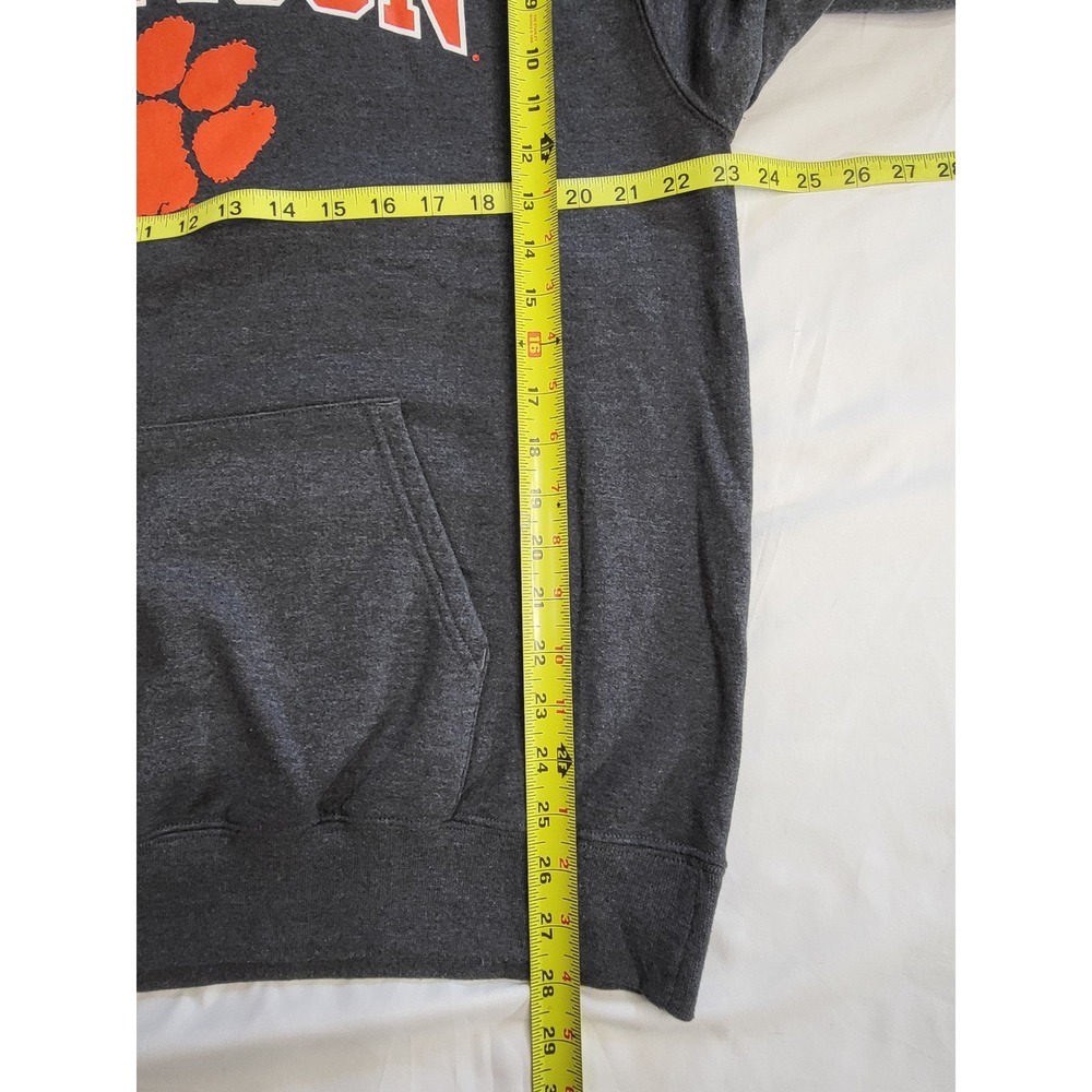 Champion Clemson Tigers Hoodie Mens Large Gray Orange Paw Print Sweatshirt - Picture 5 of 7